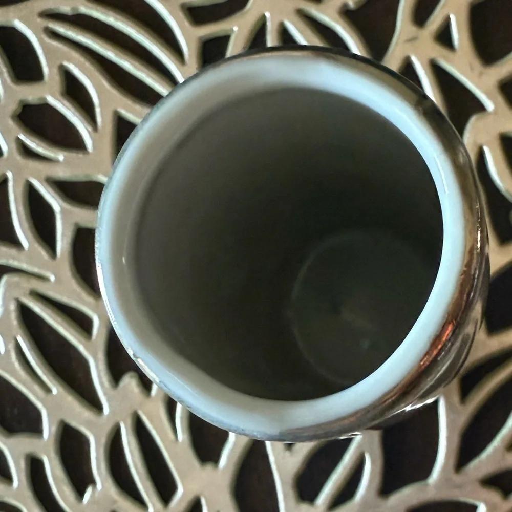 Vintage Japanese Ceramic Miniature Vase with Rickshaw Design